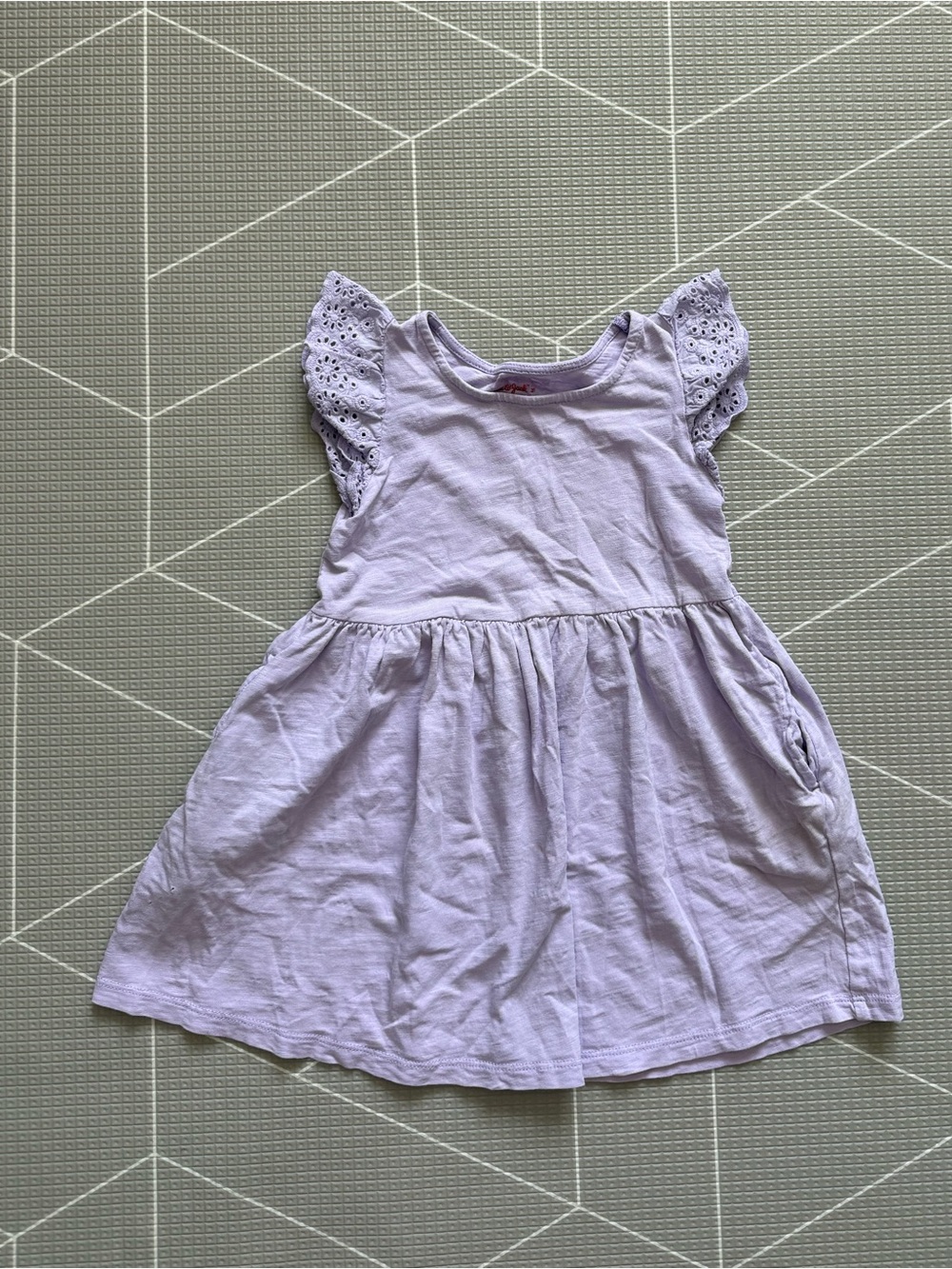 Cat & Jack|Baby girl/toddler Lilac Flutter Sleeve eyelet Dress,Soft Cotton•••3T